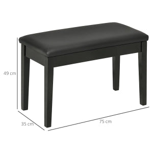 PANCHINA PER PIANOFORTE 75x35x49 cm Nero in legno