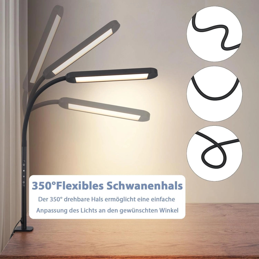 ZMH Lampada da tavolo LED 11W dimmerabile a clip con spina per soggiorno