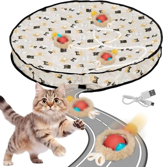 Giocattolo interattivo per gatti autonomo 2-in-1 con funzione di rotazione a 360°