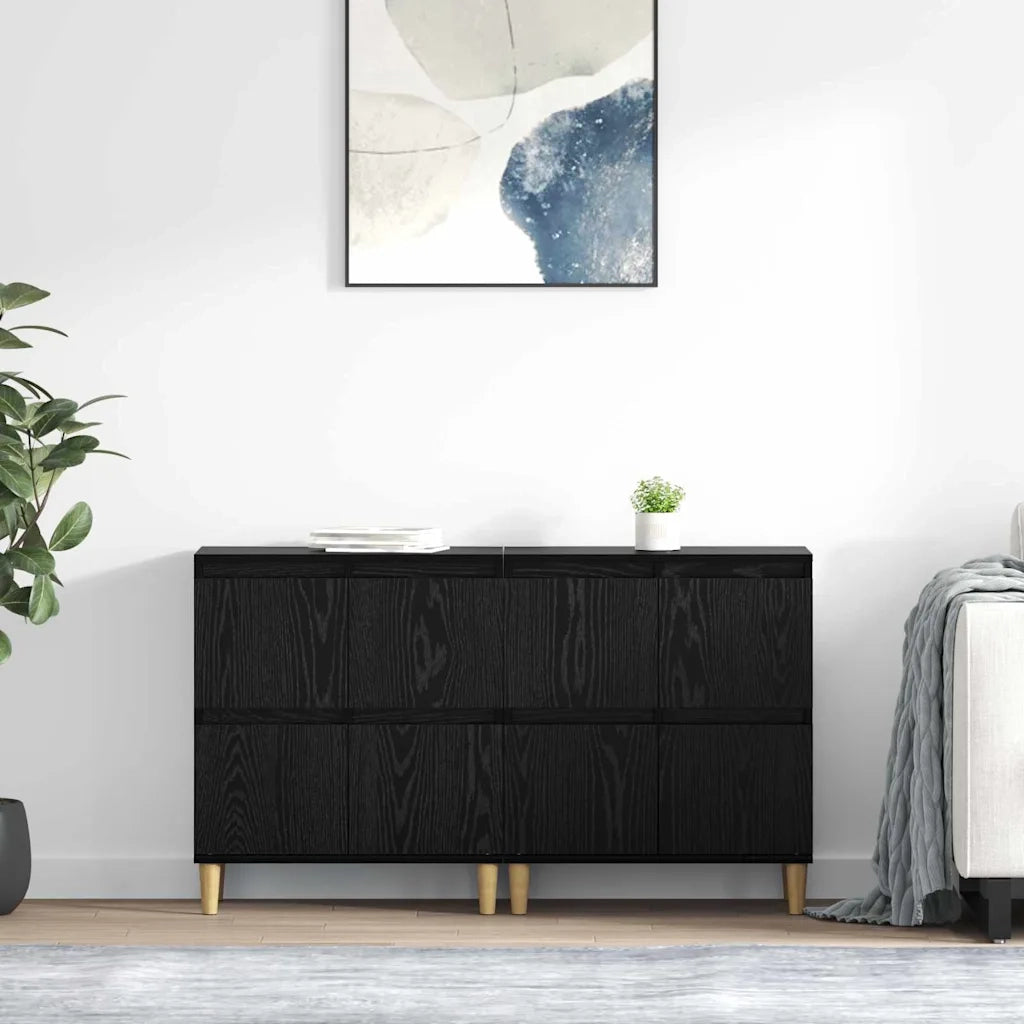 Credenza | Sideboards 2 pcs Rovere Nero 60 x 35 x 70 cm Legno multistrato