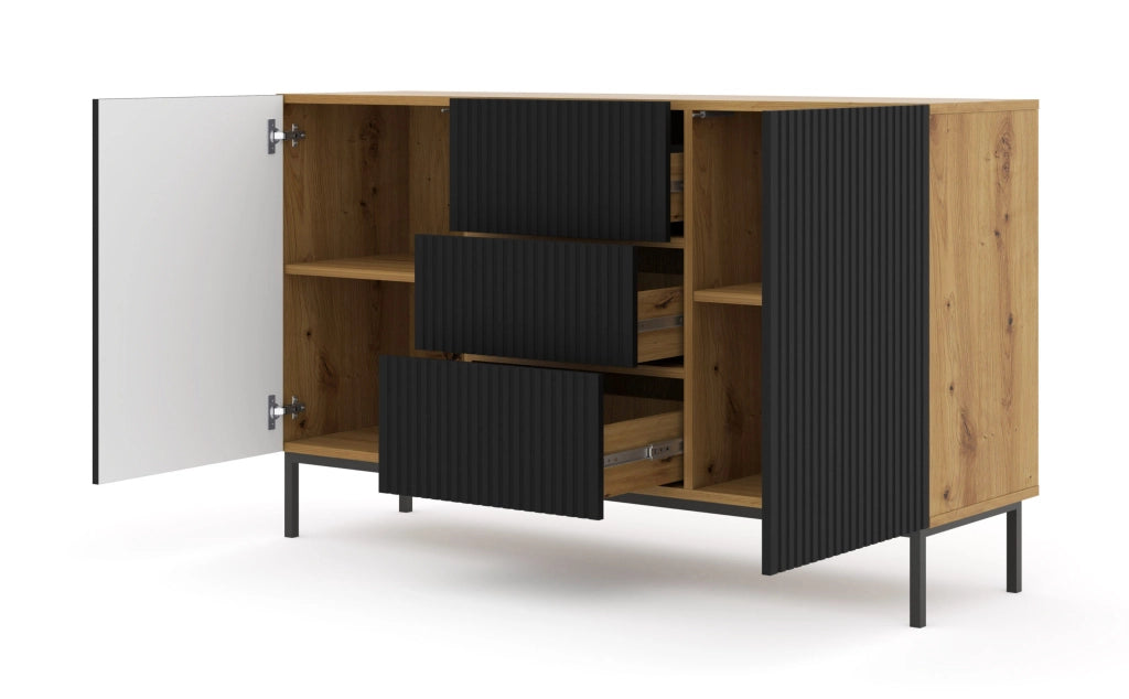 MOBILE RAVENNA B MOBILE IN MDF RIVESTITO IN LEGNO 2D3S 150 TELAIO NERO OPACO IN ROVERE ARTIGIANALE