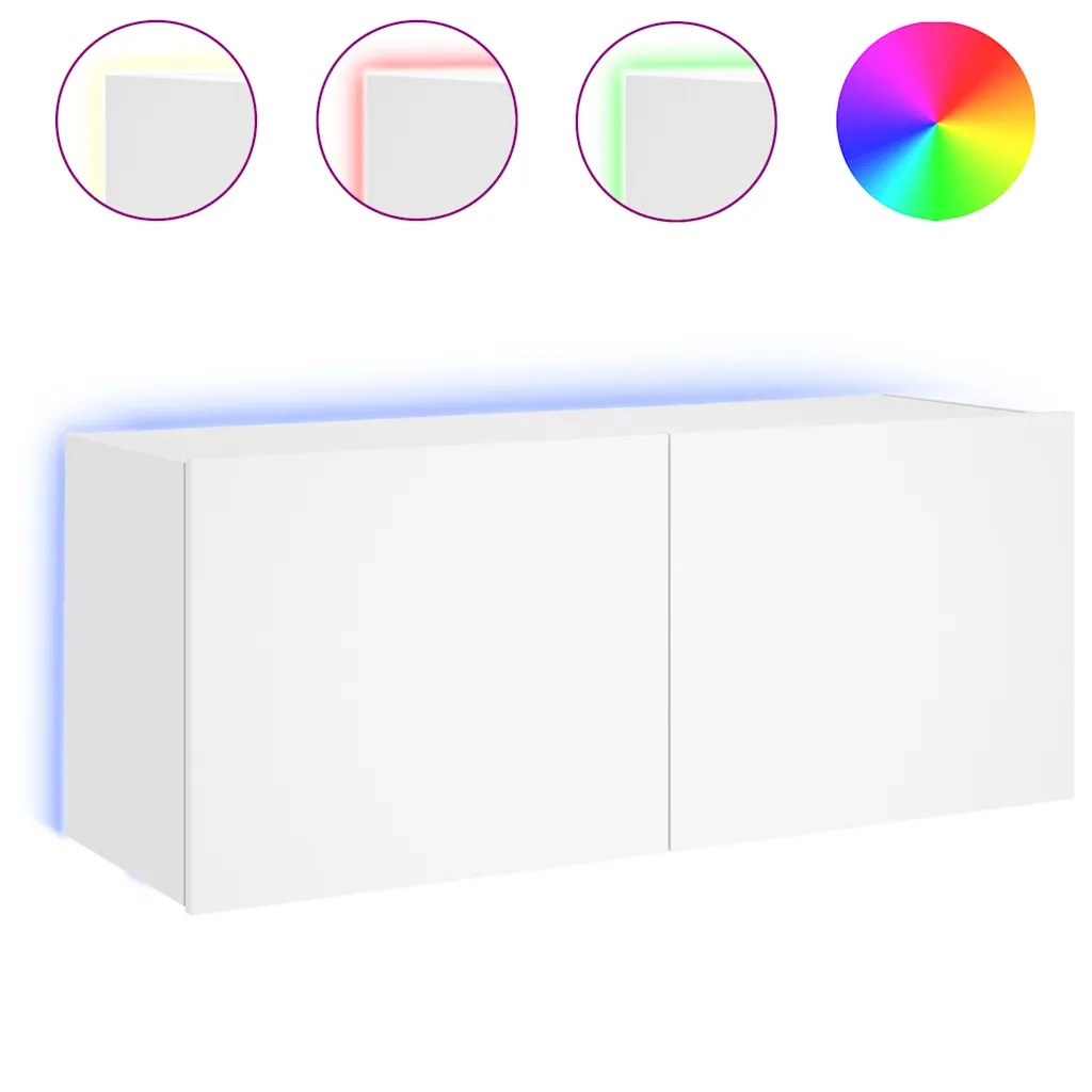 Mobile TV a Parete con Luci LED Bianco 100x35x41 cm 837323