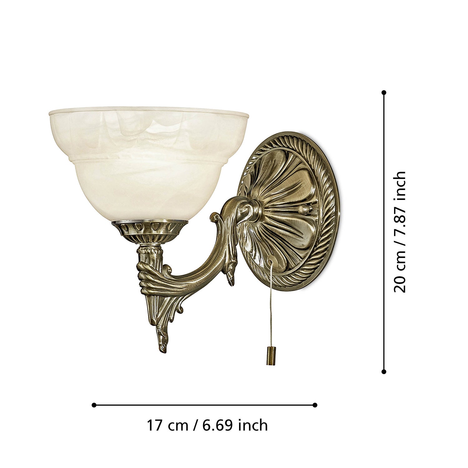 Applique Vintage Marbella Metallo Ottone Brunito 1 Luce E14