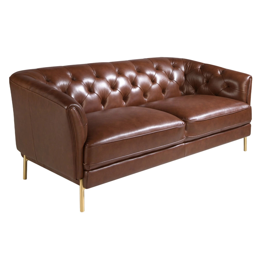 Divano Chester a 2 posti in pelle marrone cognac