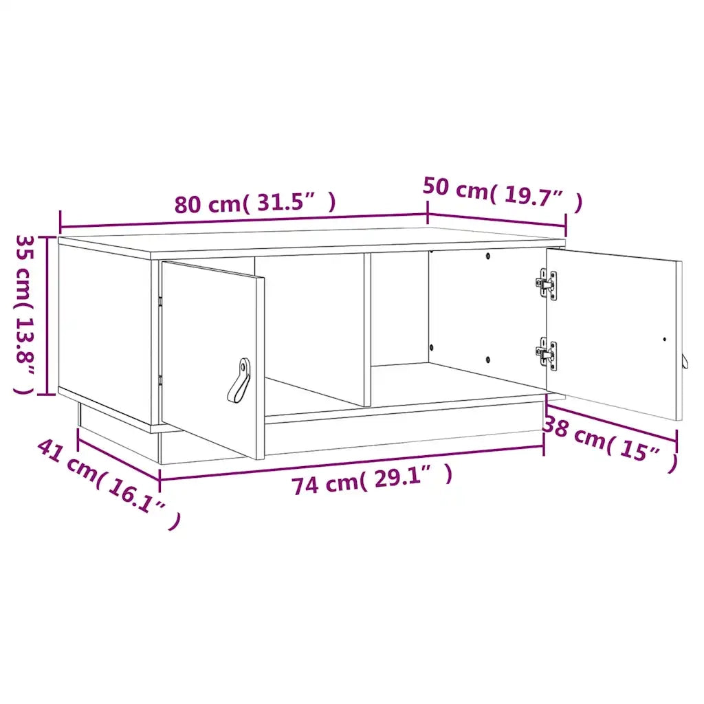 Tavolino da salotto | Tavolino da caff¨¨ | Tavolino da Soggiorno Grigio 80x50x35cm in Legno Massello di Pino