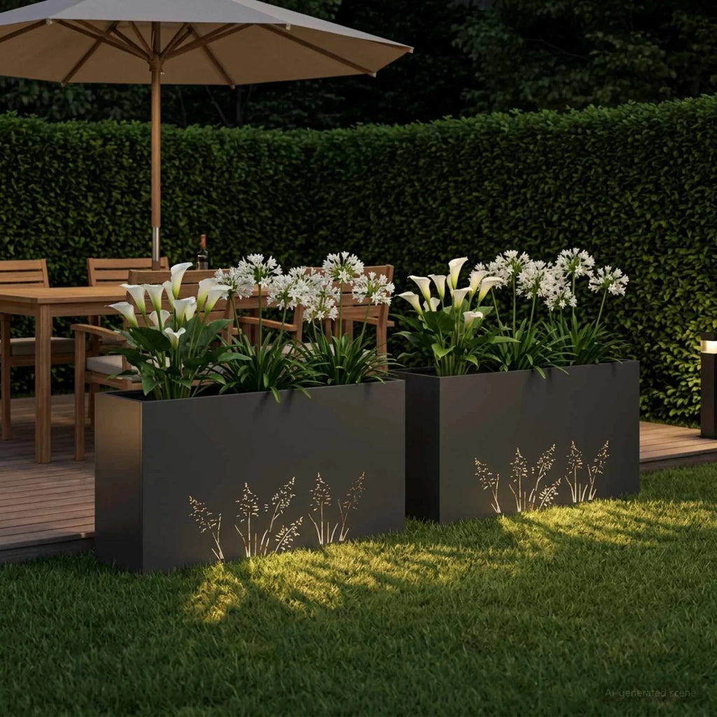 Vaso da giardino 2 pz Nero 100 x 20 x 49 cm 8005849