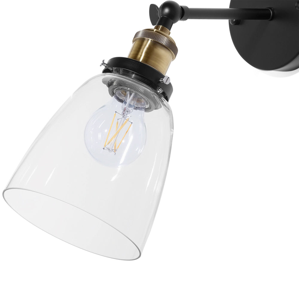 Lampade da Parete applique in vetro Nero con paralume in metallo regolabile industriale