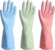 Confezione da 3 Paia di Guanti in Gomma Riciclabili per la Casa - Guanti con Disegni, Senza Odore, Senza Slittamento, Impermeabili - Dita Spesse per Resistenza all'Abrasione - per Lavanderia, Lavaggio di Cucina, Giardino, Giardinaggio - Grande