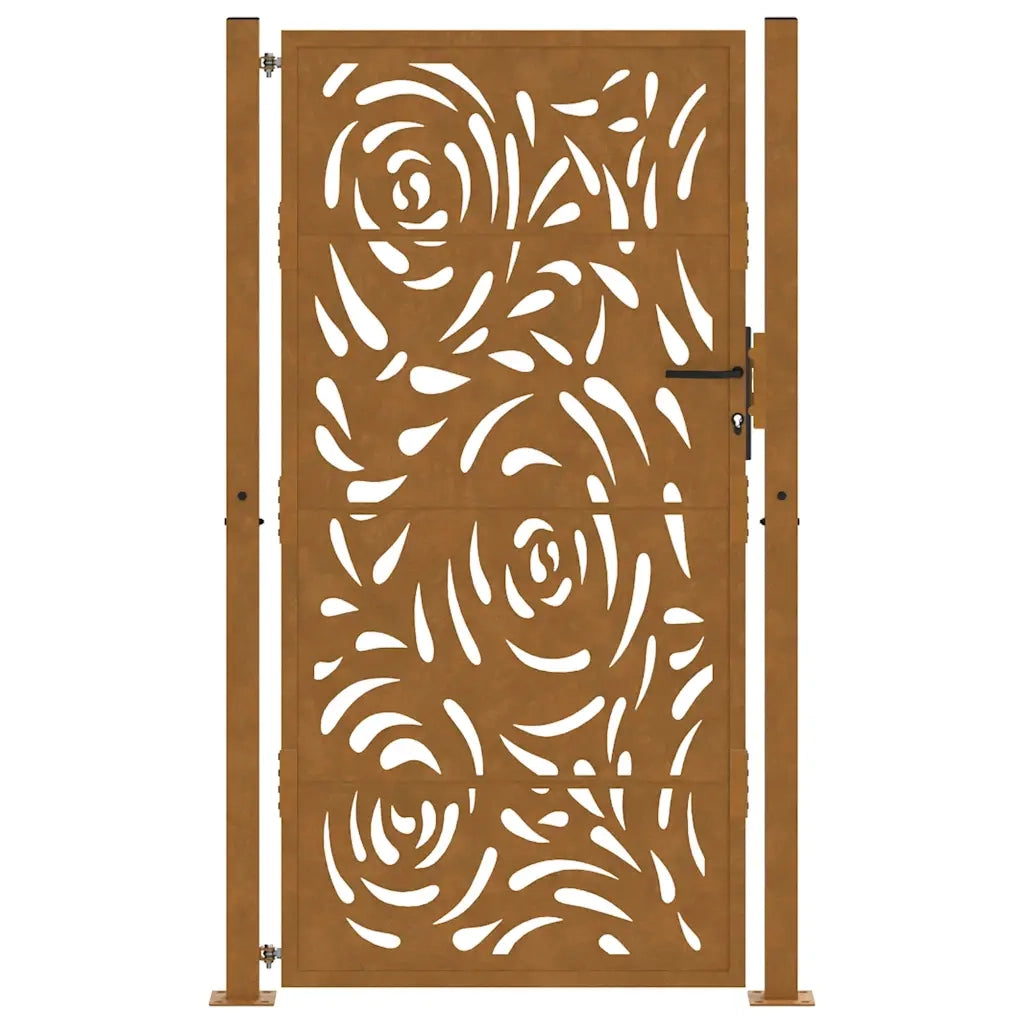 Cancello da giardino 100x200 cm in acciaio corten con design a fiamma 4100998