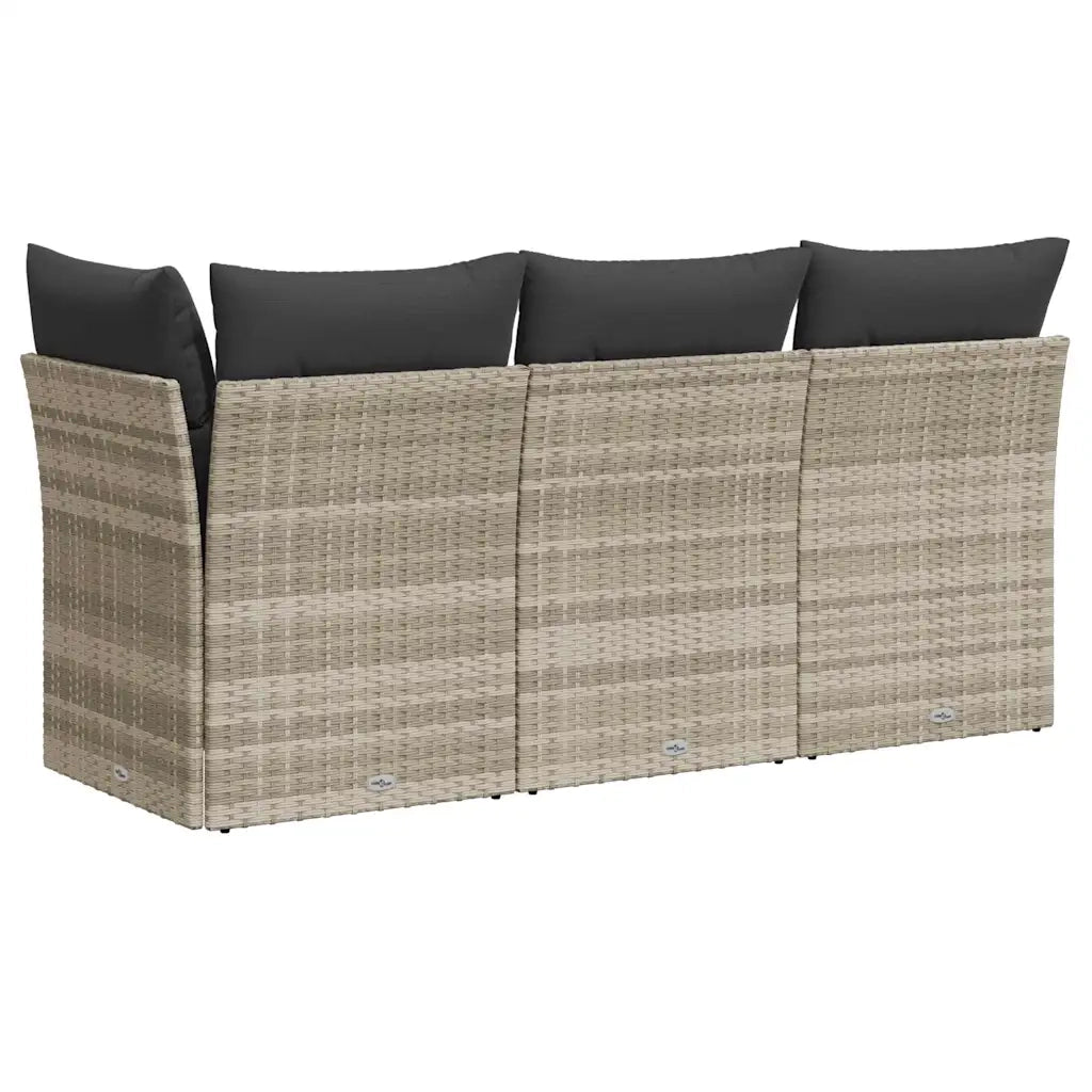vidaXL Divano da Giardino con Cuscini 3 Posti Grigio Chiaro Polyrattan
