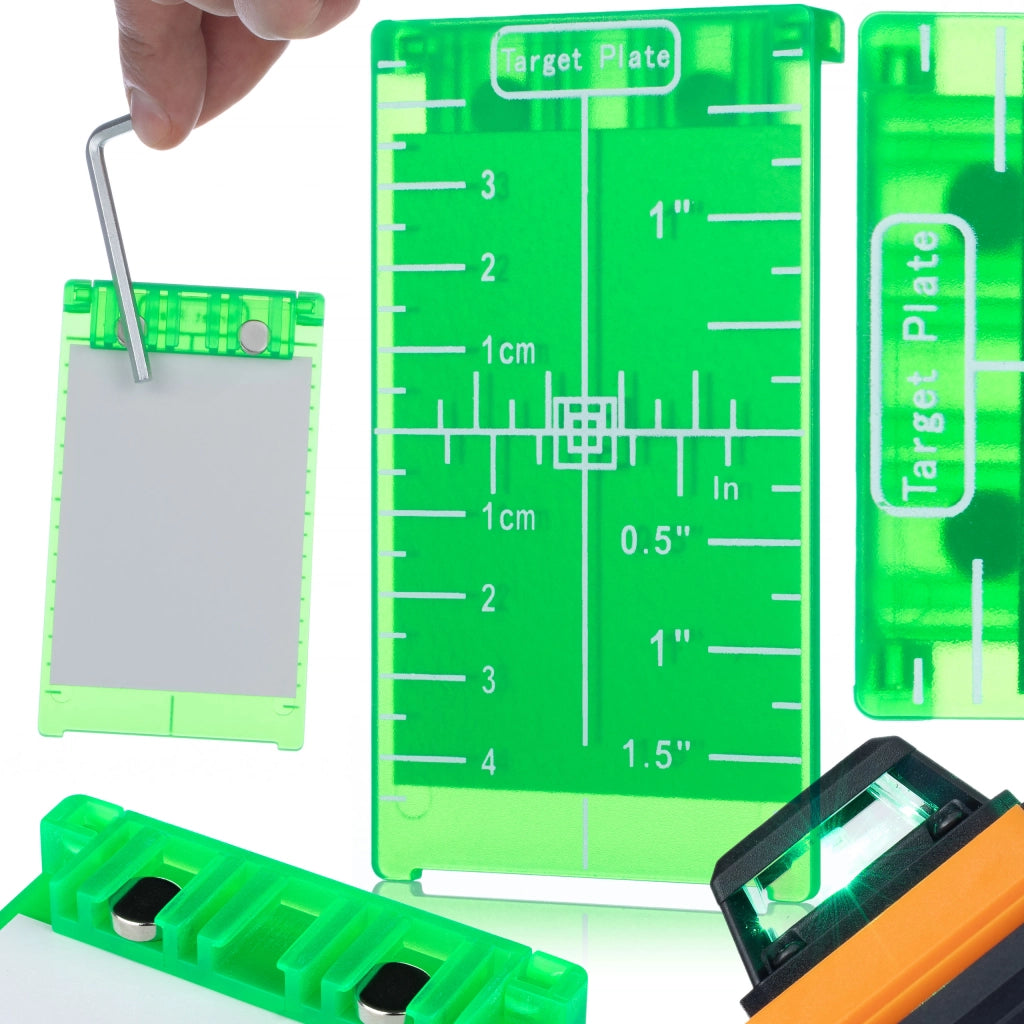 Targa di Lettura Verde per Livella Laser Rosfix – Precisione Elevata, 10x7cm, 2 Magneti