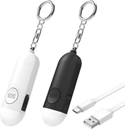 Alarme personale di sicurezza - 2-pack - Alarme con funzione di stroboscopio - Adattabile per chiama di soccorso - Adatto per donne, bambini, escursionisti notturni - Alarme SOS con caricamento via USB