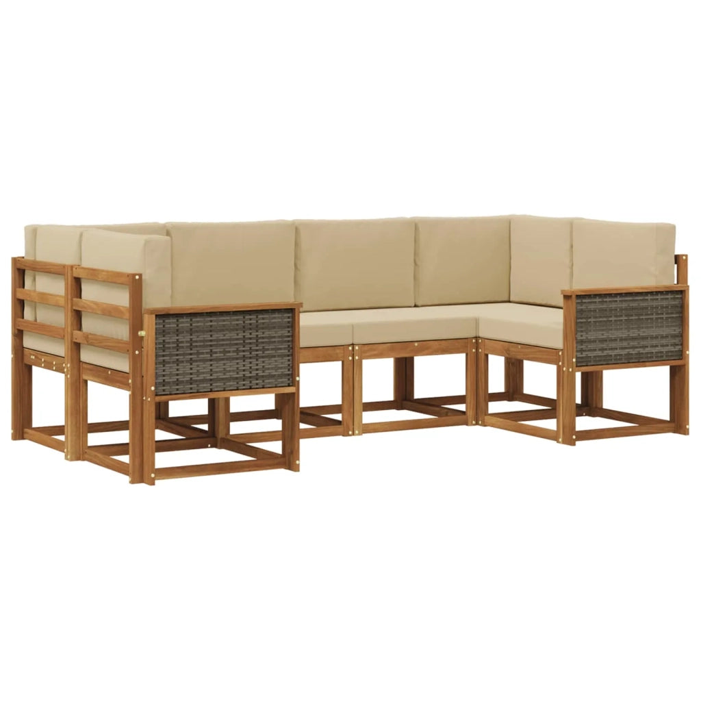 Set di divani da esterno 6 pz Naturale e Beige 3385489
