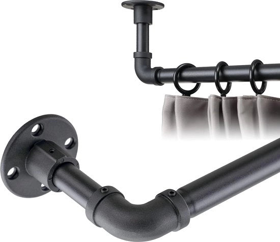 Gordino Industriale Adattabile per Soffitto e Parete, Nero, 81-216 cm, Per Diverse Stanze