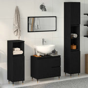 Set di mobili per il bagno 3 pcs Rovere Nero 30 x 30 x 190 cm 3333096