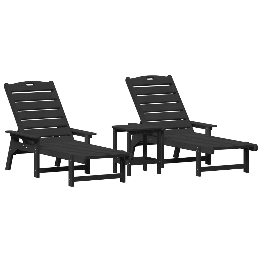 Set di Lounge da Giardino 3 Pezzi - Nero HDPE