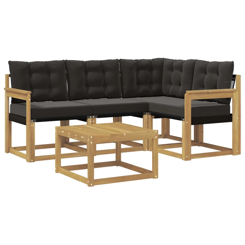 Set di divani da esterno 5 pz Bianco e Nero 3389446