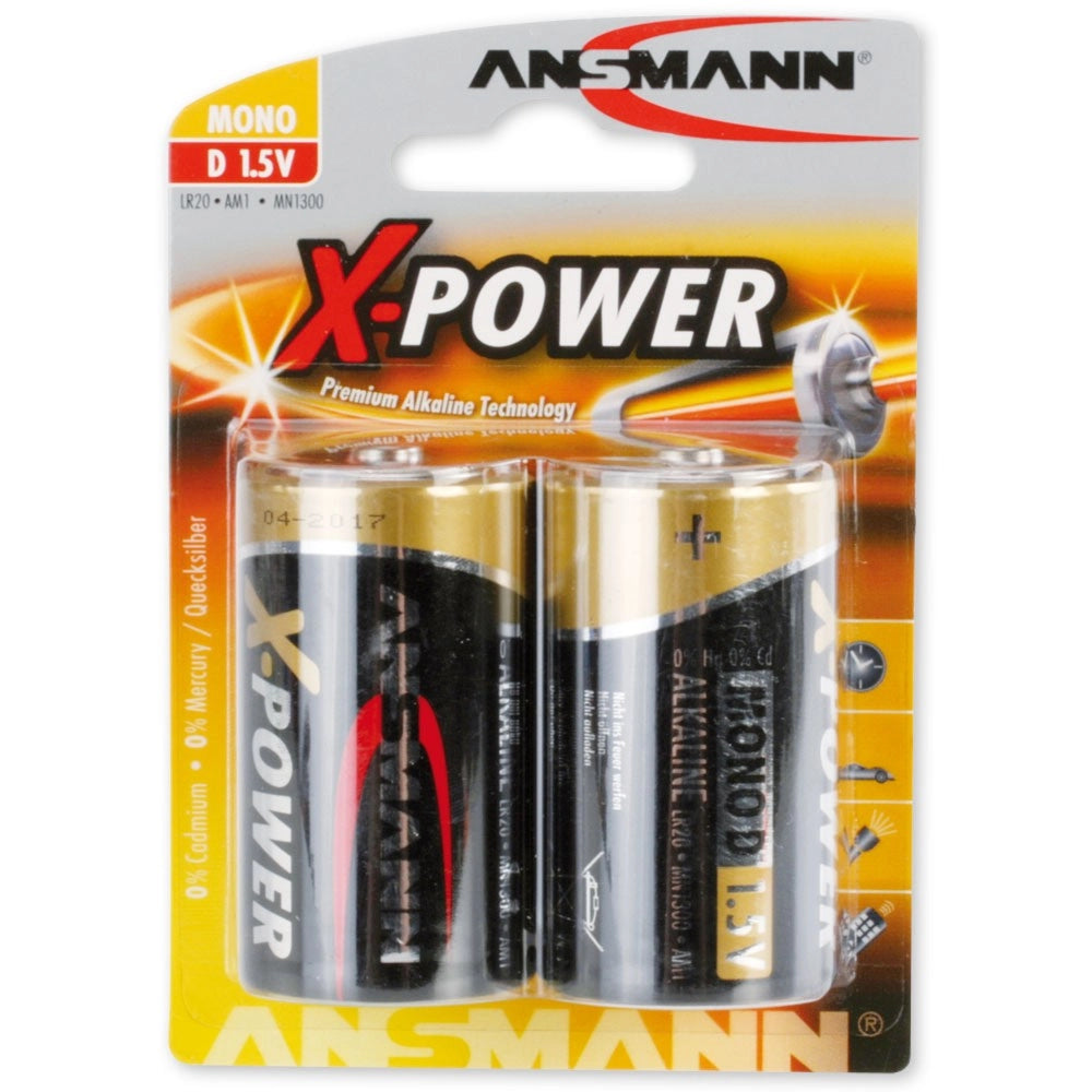 BATTERIA alcalina Torcia ANSMANN X-POWER LR20 2 pz