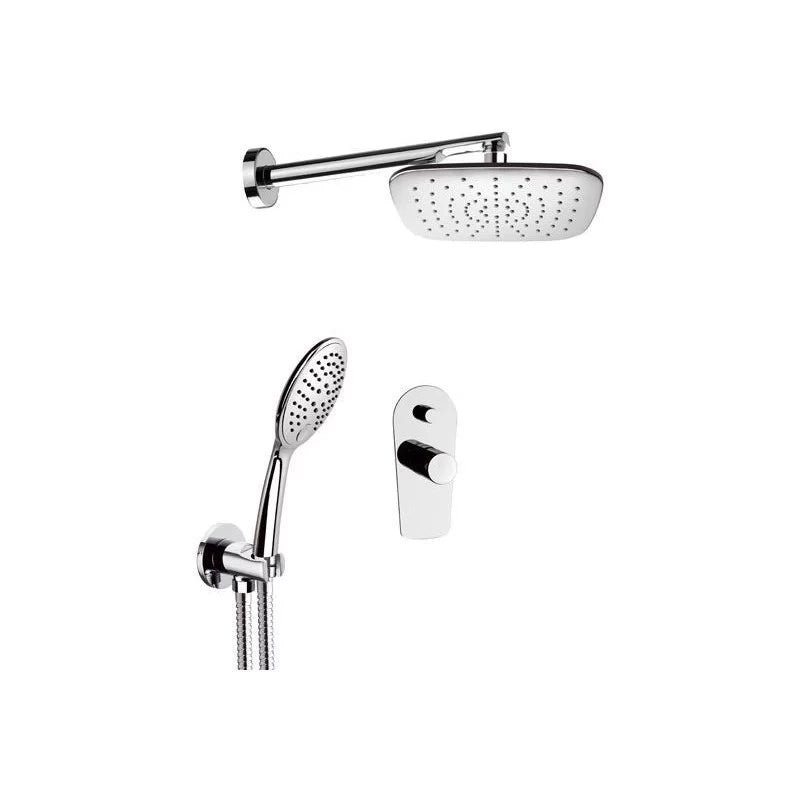 Set doccia con soffione quadro in ottone e abs cromato - serie fusion