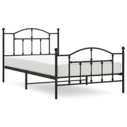 Letto singolo | Letto per adulti | Giroletto con Testiera e Pediera Metallo Nero 107x203 cm