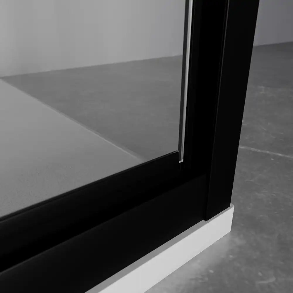 Box doccia 80x80 cm apertura a battente profili neri vetro 6mm trasparente | Apulia