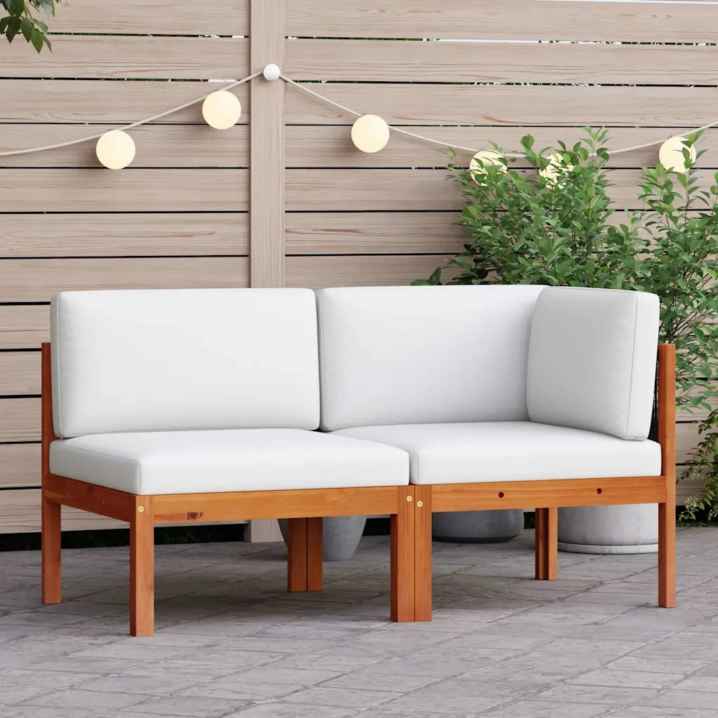 Salotto da Giardino-Set da giardino 2 pezzi con cuscini in legno di acacia e corda