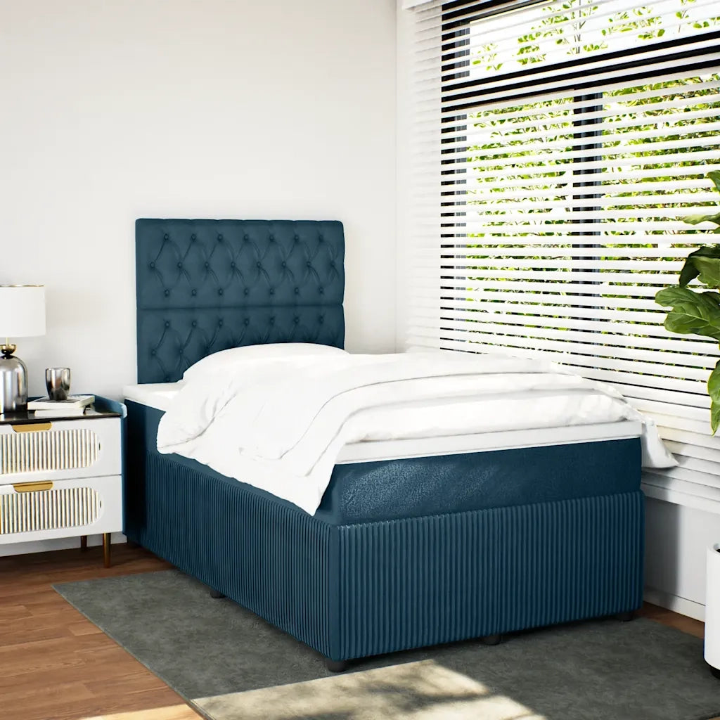 Giroletto a Molle con Materasso Blu Scuro 120x190 cm in Velluto 3292296