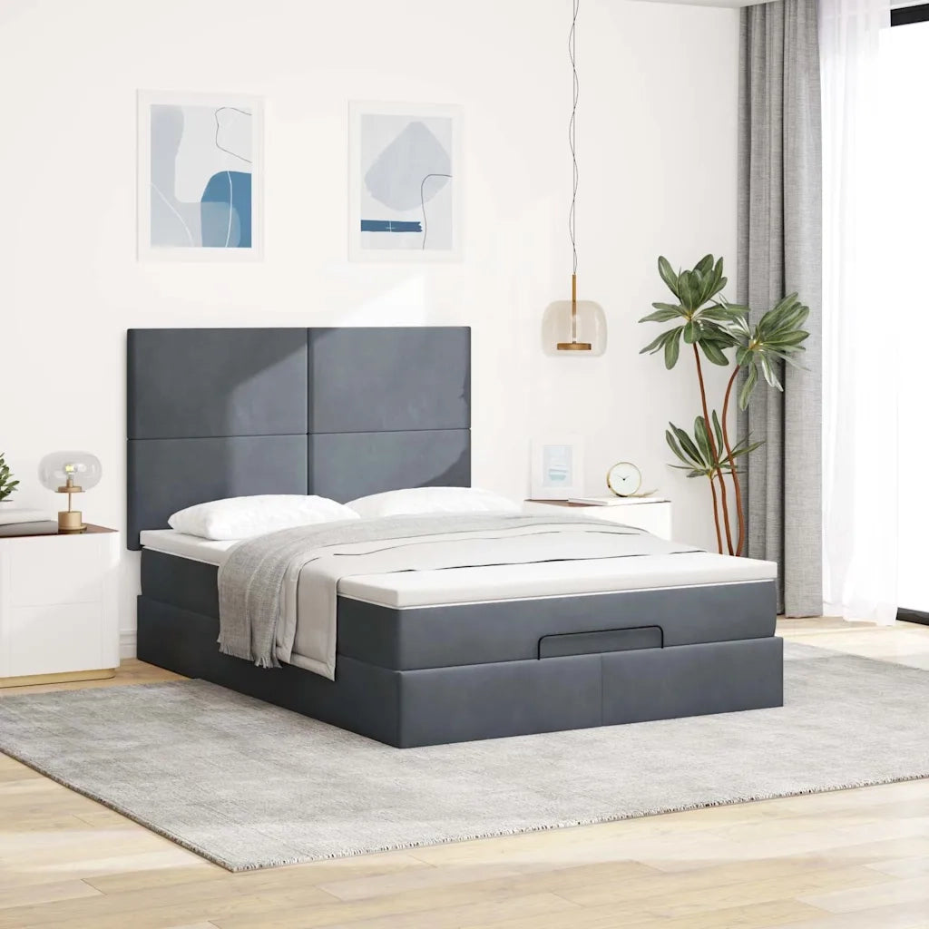 Struttura Letto Pouf con Materassi 140x190 cm Velluto 3313398