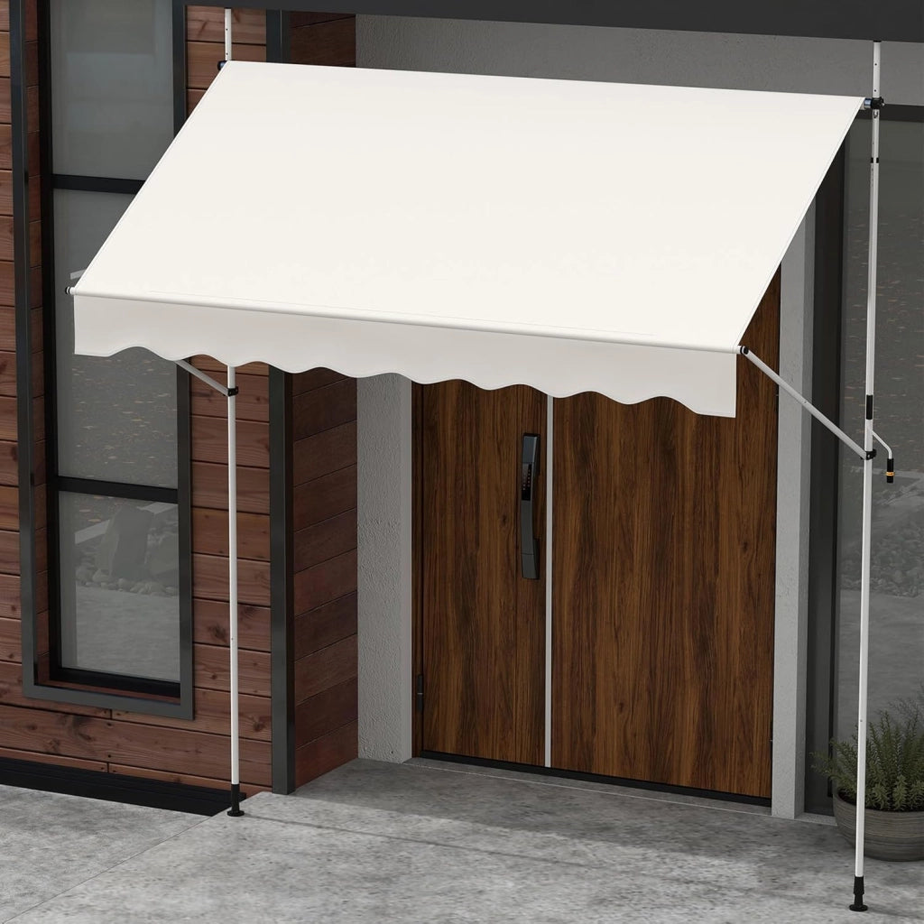 Tenda da Sole a Morsetto, Regolabile in Altezza e Inclinazione con Manovella, Telo Impermeabile e Resistente ai Raggi Solari e Telaio Antiruggine, Tenda Retrattile Senza Foratura (2,5M,Bianco)