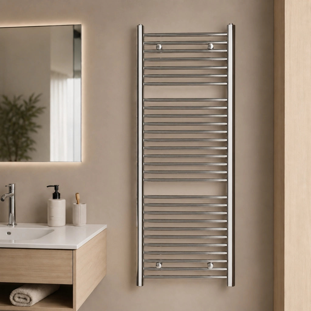 Termoarredo bagno cromato in acciaio per scaldasalviette a muro *** misure h1650xl600xi550 31 tubi, pezzi 1