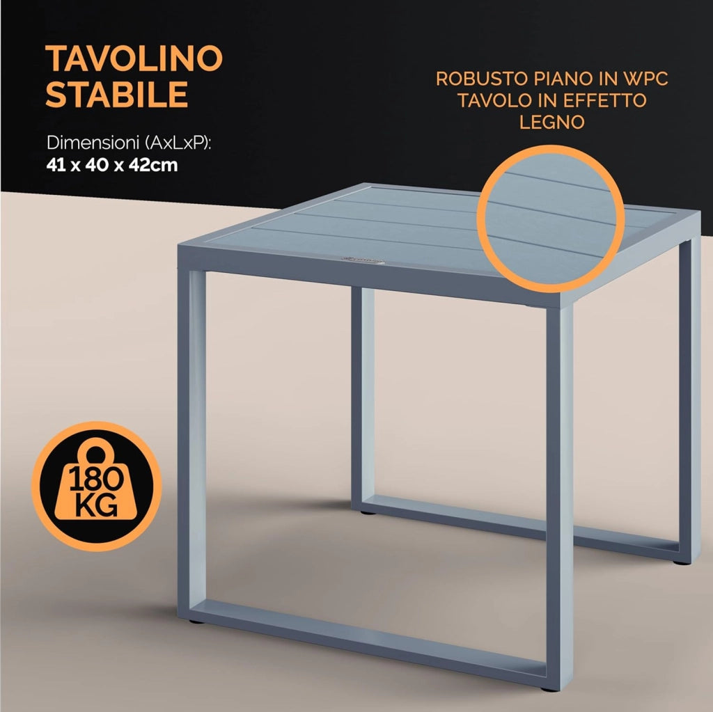 ® Mobili Giardino Polyrattan Robusto Tavolo WPC 160kg 2 Sedie Regolabili Cuscini Terrazza Balcone Lounge Set Tavolino con Poltroncine Esterno