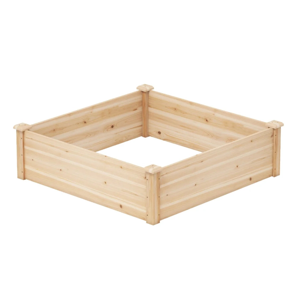 Fioriera quadrata 102 x 102 x 30 cm con base aperta e robusta struttura in legno naturale 20_0012187