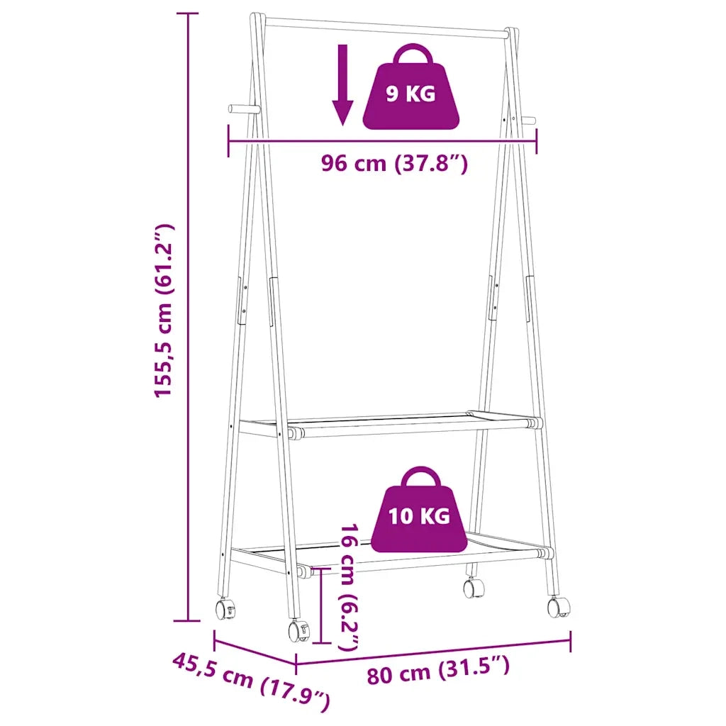 Appendiabiti con Ripiani e Ruote 96x45,5x155,5 cm in Bamb¨´ CFW9809773