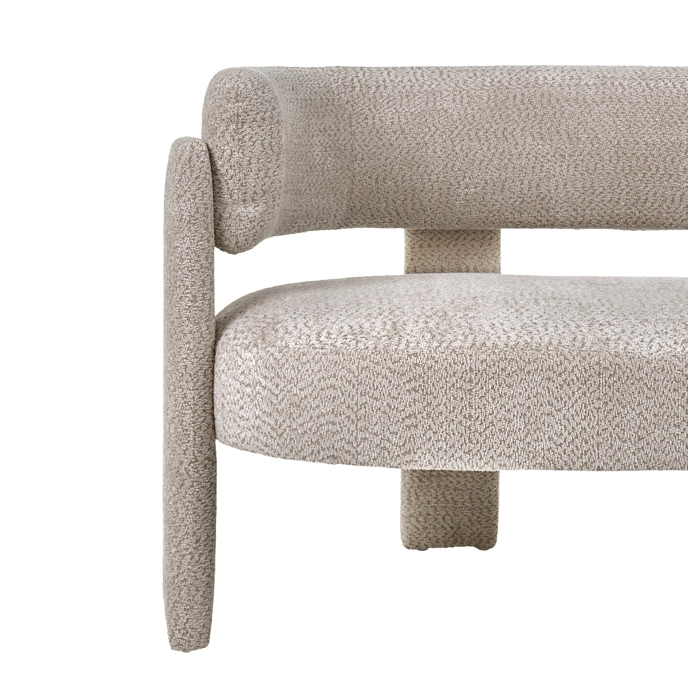 Divano a 2 posti in ciniglia di poliestere beige chiaro, moderno e confortevole, con seduta e schienale curvi, in stile scandinavo