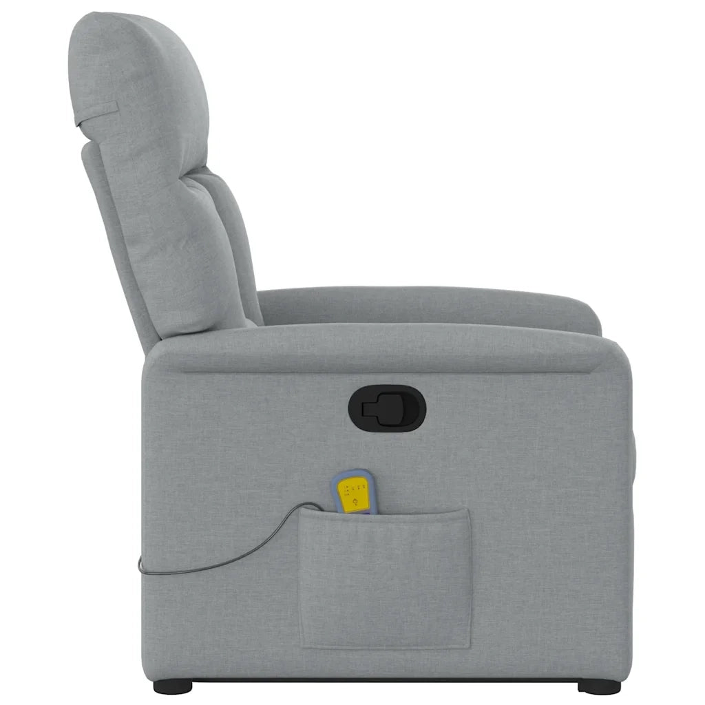 Poltrona Alzapersona Massaggi Reclinabile Grigio Chiaro Tessuto