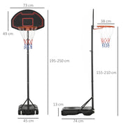 Canestro da basket regolabile con base mobile per ragazzi
