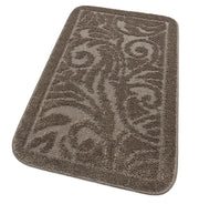 Tappeto Bagno Damascato Scendiletto Camera 50x110 Cm Morbido Assorbente Antiscivolo Marrone