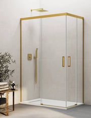 Box doccia ingresso angolare 2+2 THALASSA (BASIC) 90x90 cm Oro vetro trasparente