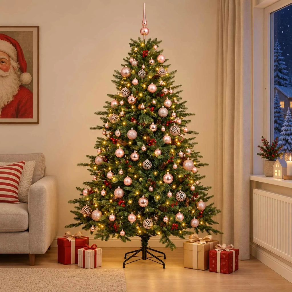 Albero di Natale artificiale con palline 210 cm 300 LED 3466676