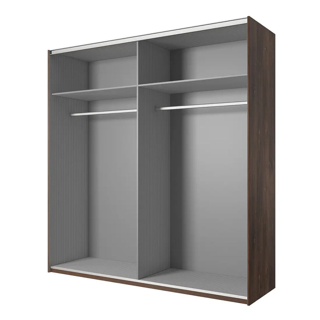 Camera completa FOX – Armadio 200 cm, Letto 160x200 con doghe incluso, Cassettiera, Comodini – Rovere scuro