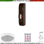 Evita Furto Doppia Tecnologia Tenda Marrone Portata 5 MT Antifurto Esterno Vano Finestra Interno Corridoio Scala Rileva Intrusi Ladri Invia Allarme Balcone Aliment. 12 V Assorb. 10 mA Cover ABS IP44