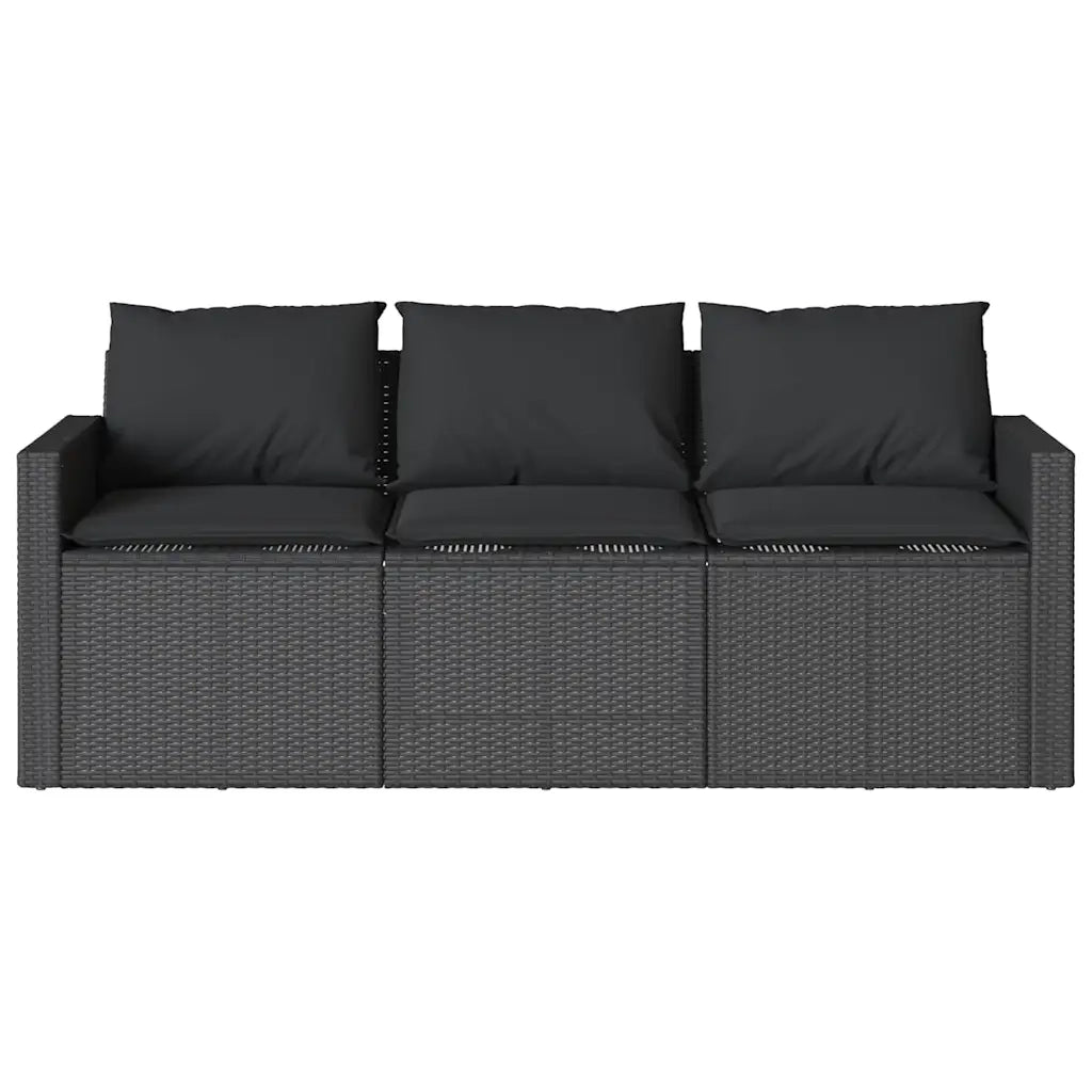 Set da Pranzo da Giardino 2 pz | Set Salotto da Giardino con Cuscini Nero in Polyrattan