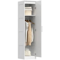 Armadio Multiuso con Asta Appendiabiti, Ripiano, Porta a Chiusura Dolce 40 x 52 x 180 cm Bianco