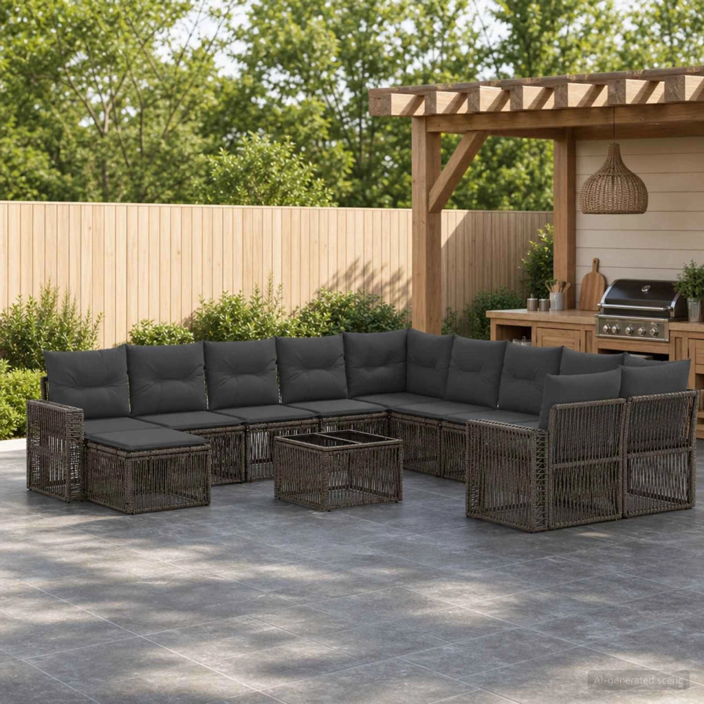 Set Divano da Giardino 12 pz Grigio e Grigio Scuro polyrattan 3435326