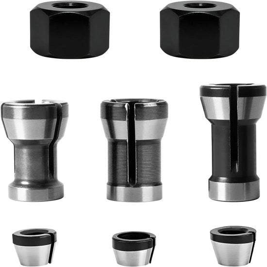 Set di supporti per frese e macchina per la lavorazione del legno - 8 pezzi con 6 adattatori a viti e 2 viti per la lavorazione del legno e applicazioni di frese.