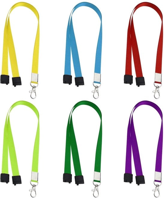 Cinturino collo - Supporto ID - 6 pezzi - Giallo Verde Blu Rosso Arancione Blu chiaro - Accessorio per chiave - Supporto badge