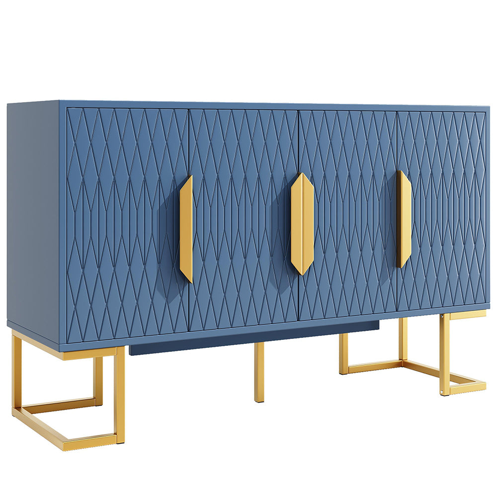 Armadio di servizio moderno blu/nero - Xylo - 140x40x80 cm - 4 porte, 2 ripiani regolabili