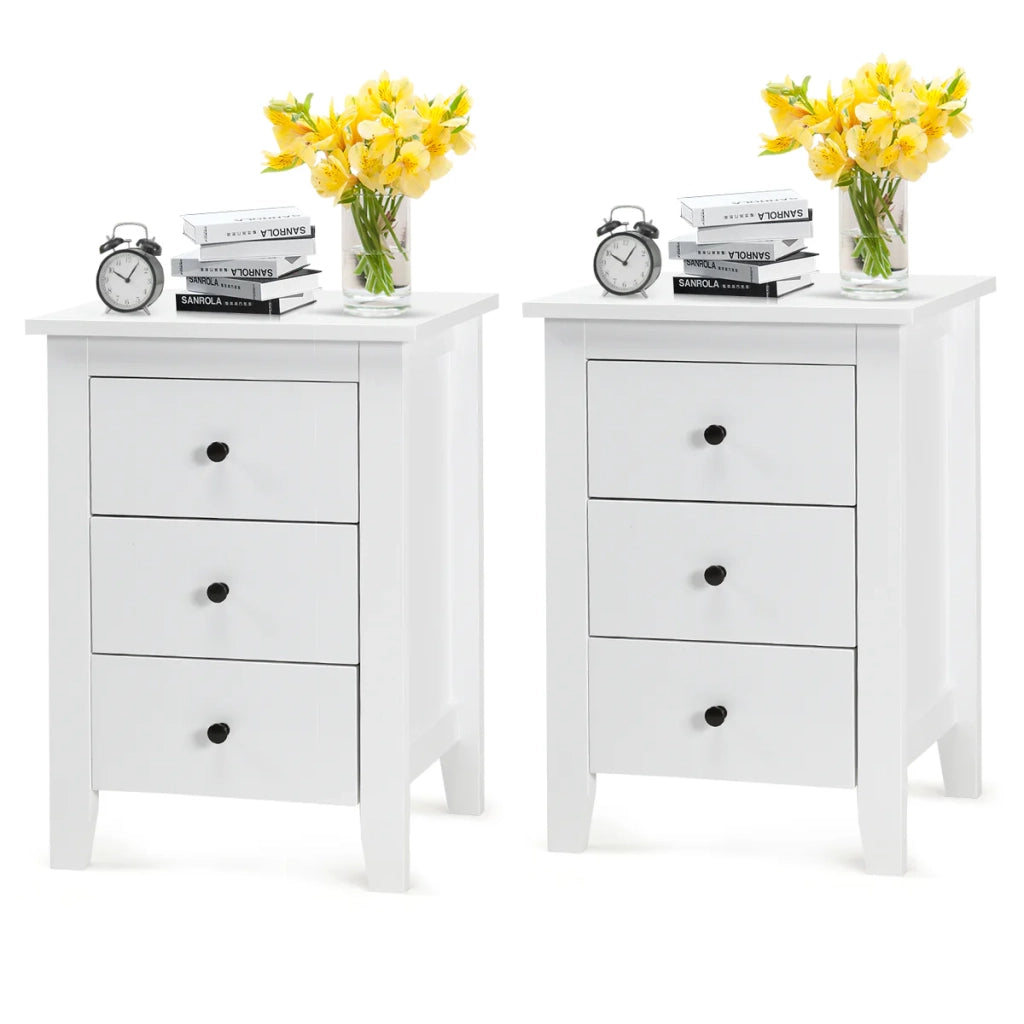 Set di 2 comodini 46 x 37 x 65 cm con ampio spazio di archiviazione moderno e multifunzionale in MDF bianco 20_0012529