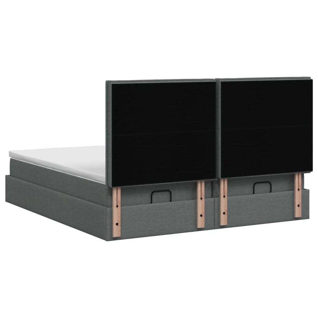 Letto ottomano con materasso 2 pz Grigio Scuro Tessuto 3457828