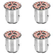 4 Pezzi Lampada Led BAY15D 1157 P21W 18 SMD 4014 12V 300lm 1W/0.3W Doppio Filamento Luce Rosso Piedi Sfalsati 180g 22mm